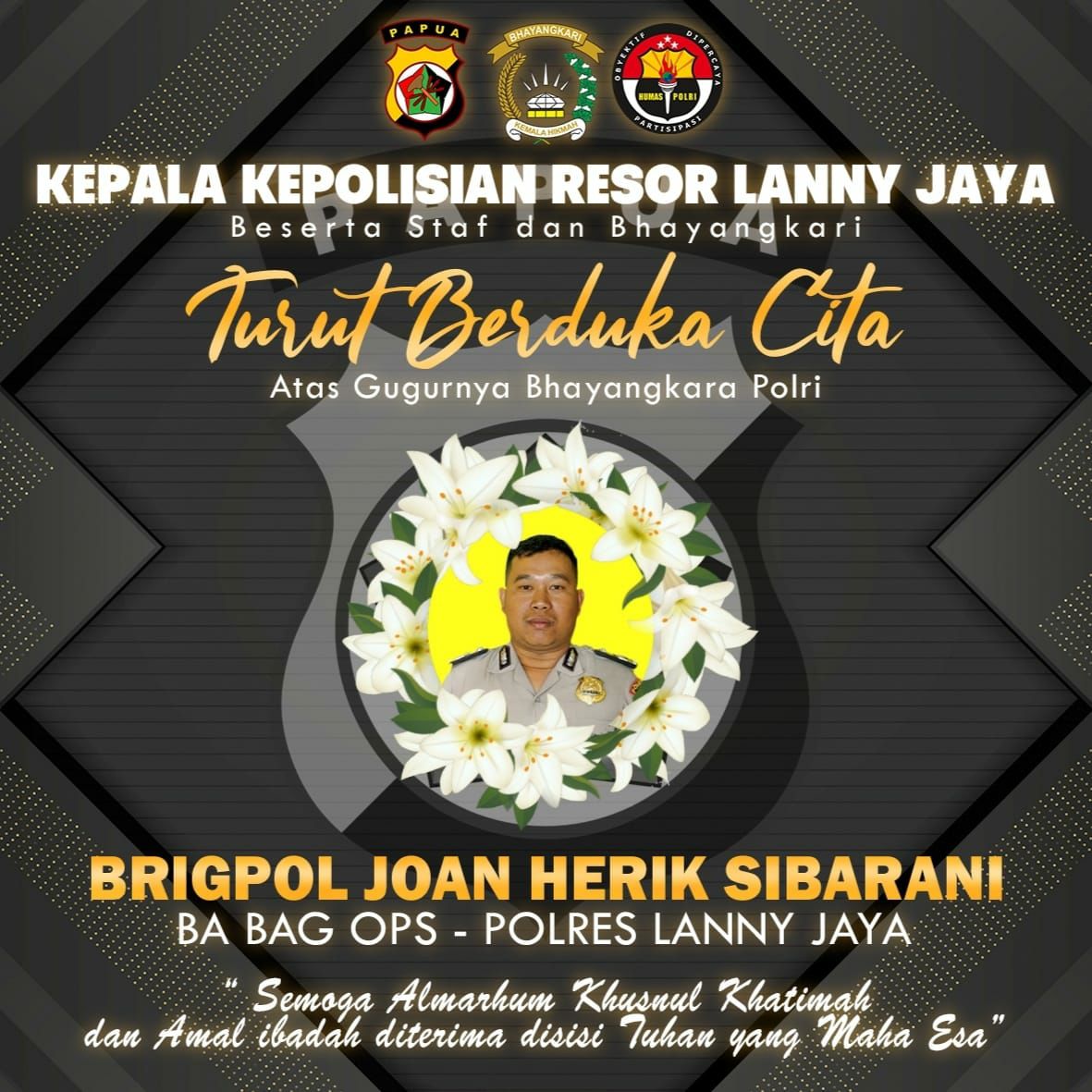 11 Tahun Pengabdian Dibalas Racun di Lanny Jaya, Papua Pegunungan “Rest in Heaven, Brigpol Johan E. Sibarani”