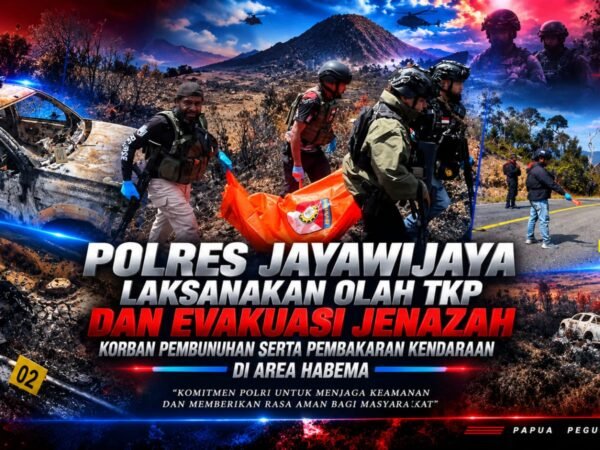 Polres Jayawijaya Laksanakan olah TKP dan Evakuasi Jenazah Korban Pembunuhan serta Pembakaran Kendaraan di Area Habema