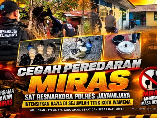 Cegah Peredaran Miras, Sat Resnarkoba Polres Jayawijaya Intensifkan Razia di Sejumlah Titik Kota Wamena